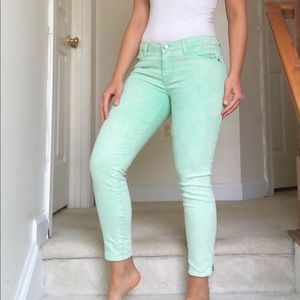 Turquoise Cropped Jeans, Size 26